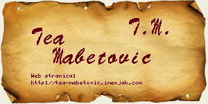 Tea Mabetović vizit kartica